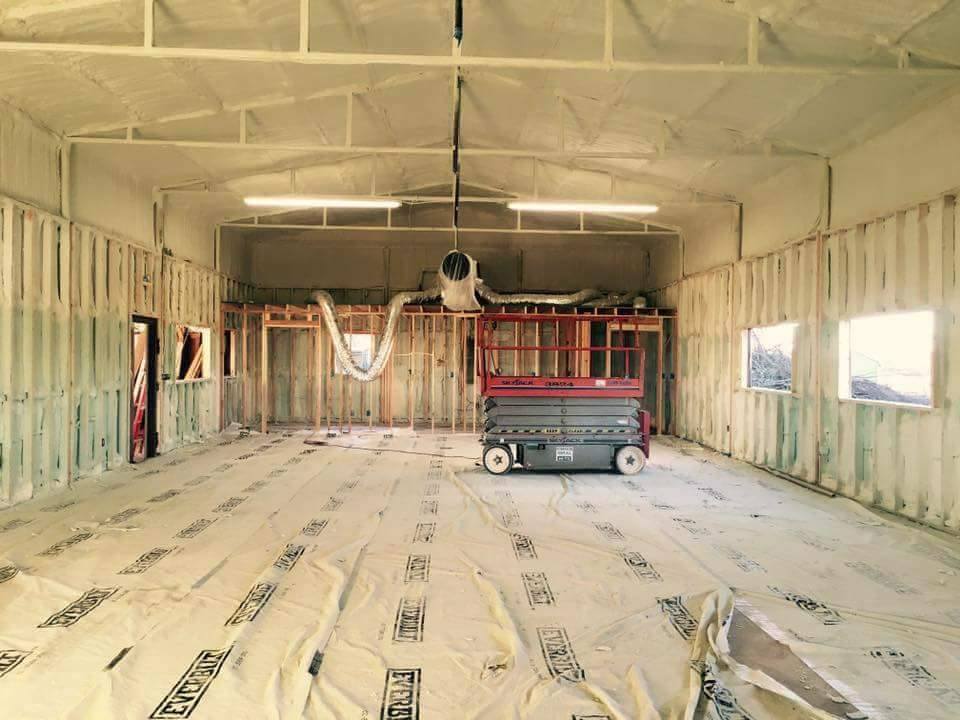 Interior of a large commercial building spray foam insulated by Johnson Mechanical Services in Central Texas